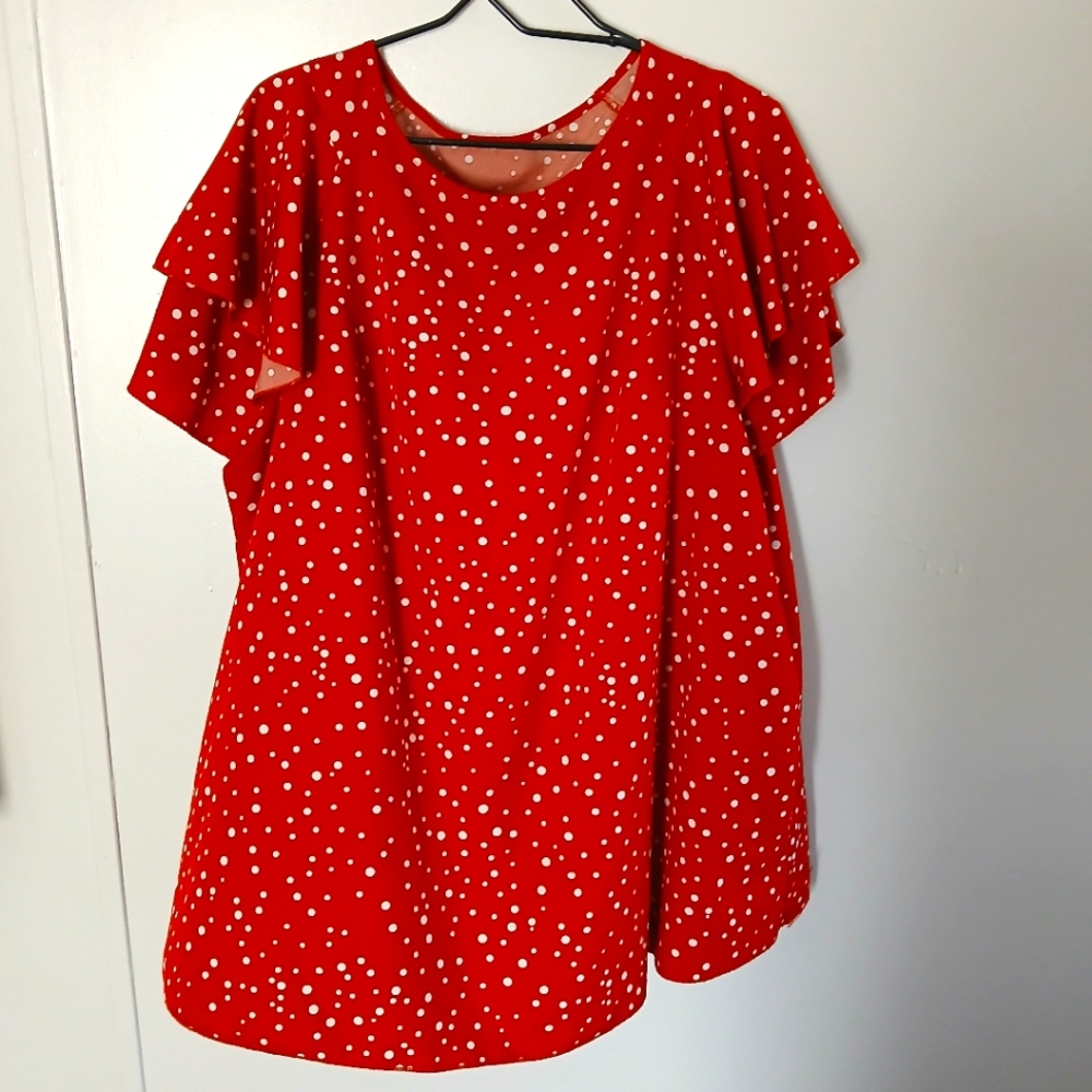 Red and white Polka Dot 4XL blouse
